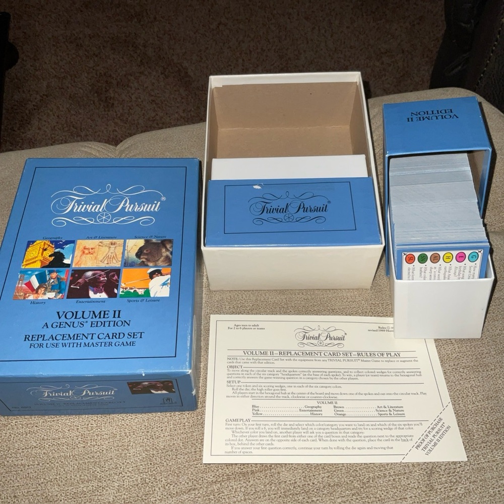 Trivial Pursuit- Volume II -A Genus Edition- Replacement Card set